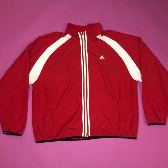 Adidas Red climaproof Windbreaker Track Jacket Adidas Red climaproof Windbreaker Track Jacket